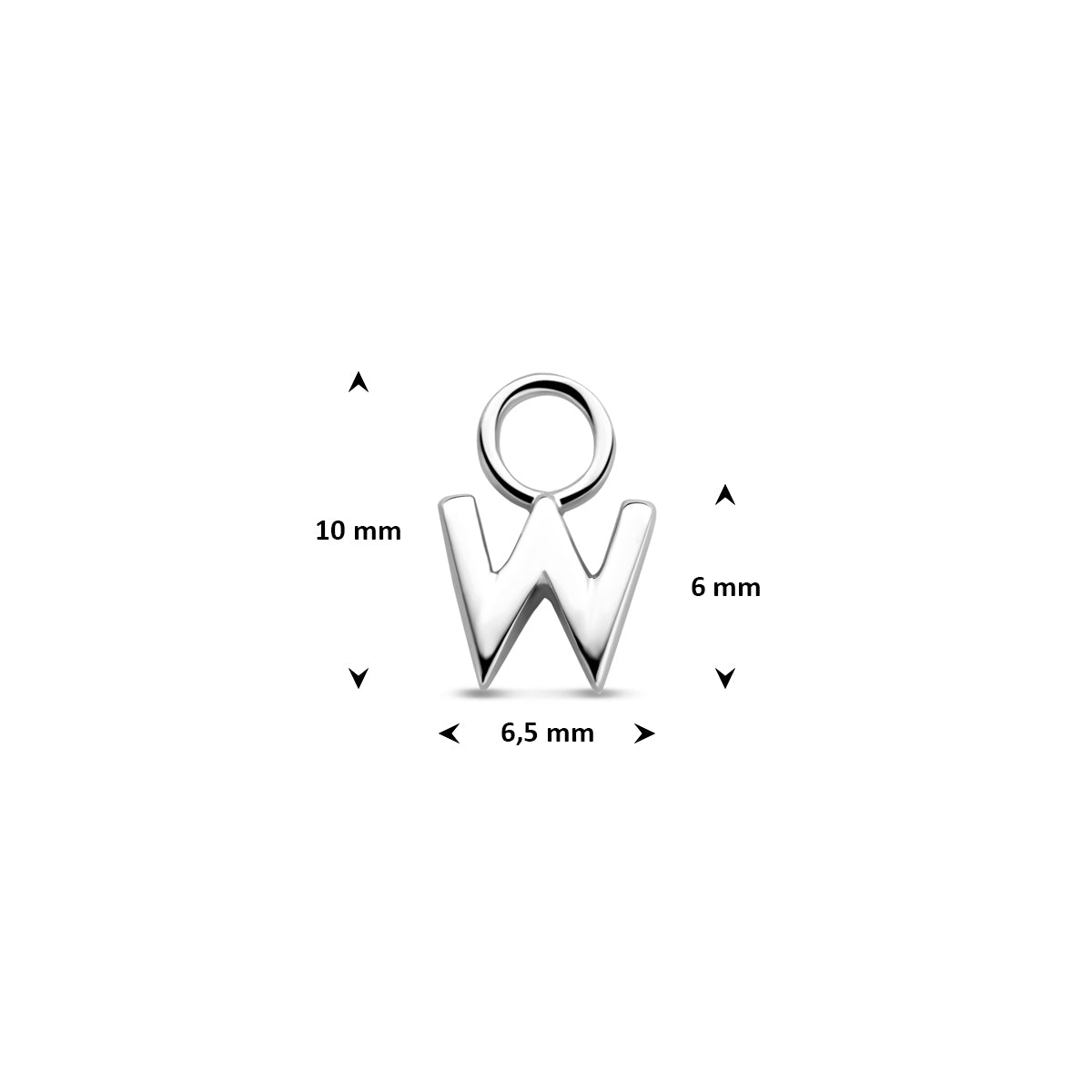 Oorringhanger letter W 6 mm zilver #Letter_W