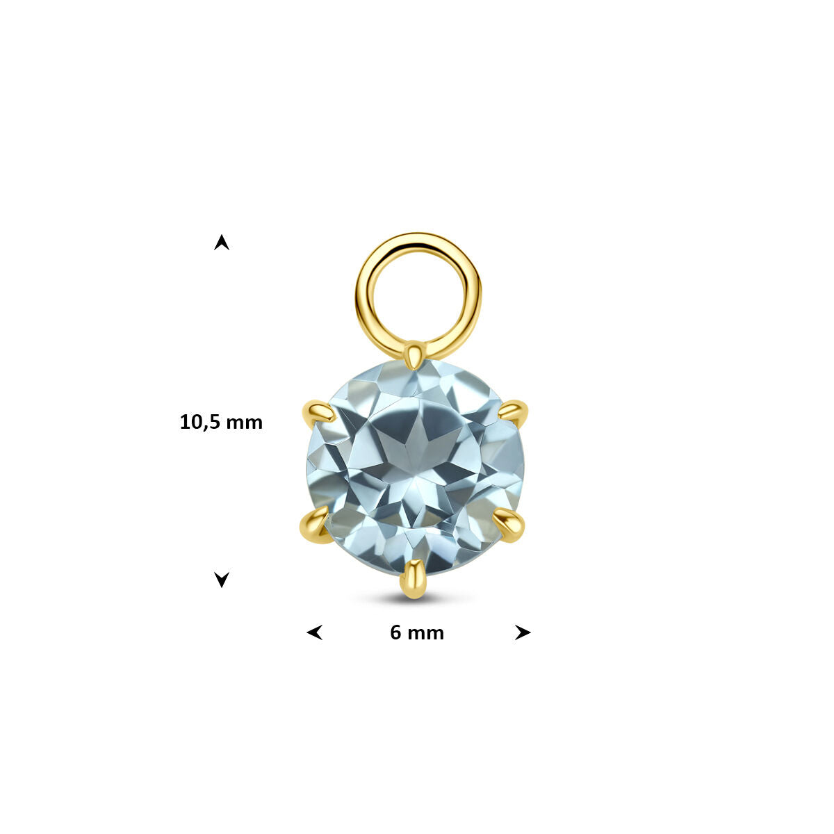 Oorringhanger topaas 10,5 mm per stuk 14K geelgoud