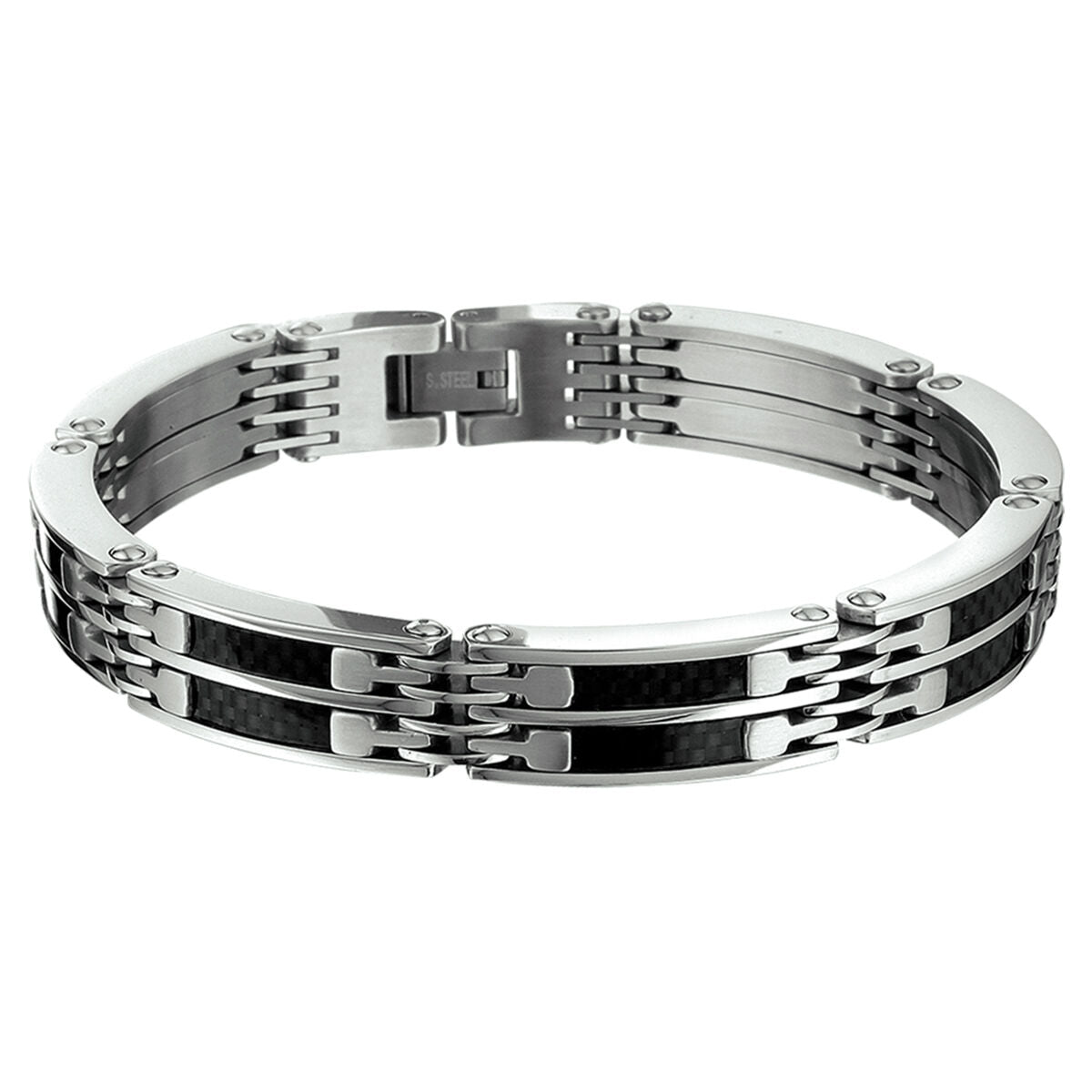 Stalen armband carbon 10 mm 21,5 cm PSN6502149, exclusief en kwalitatief hoogwaardig. Ontdek nu!