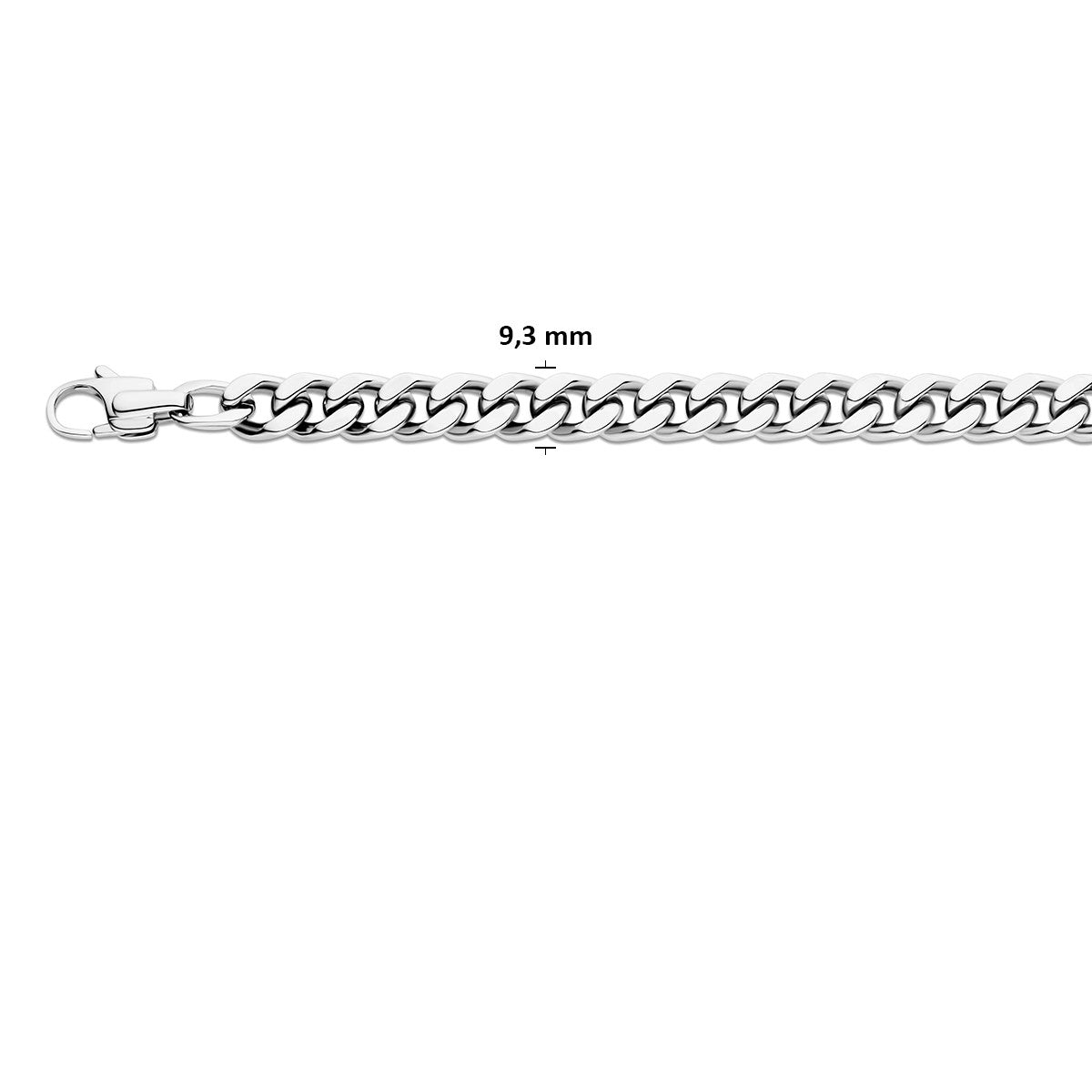 Collier gourmette 4-zijdes geslepen 9,3 mm edelstaal