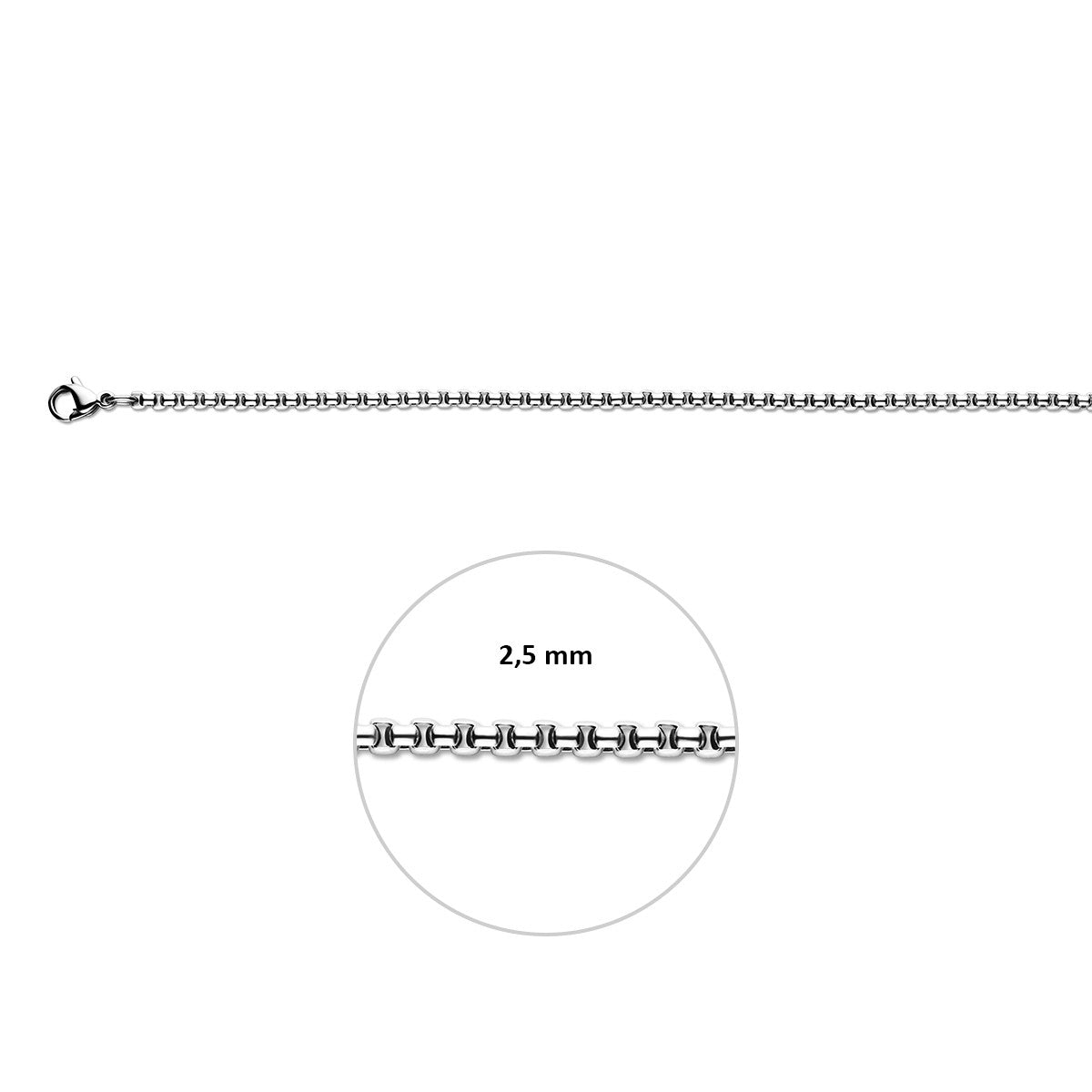 Collier venetiaans bol 2,5 mm edelstaal