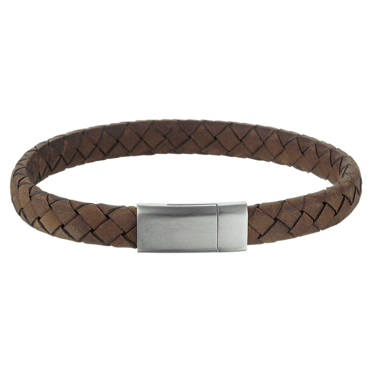 Stalen armband leer 8 mm 21 cm PSN6505503, exclusief en kwalitatief hoogwaardig. Ontdek nu!