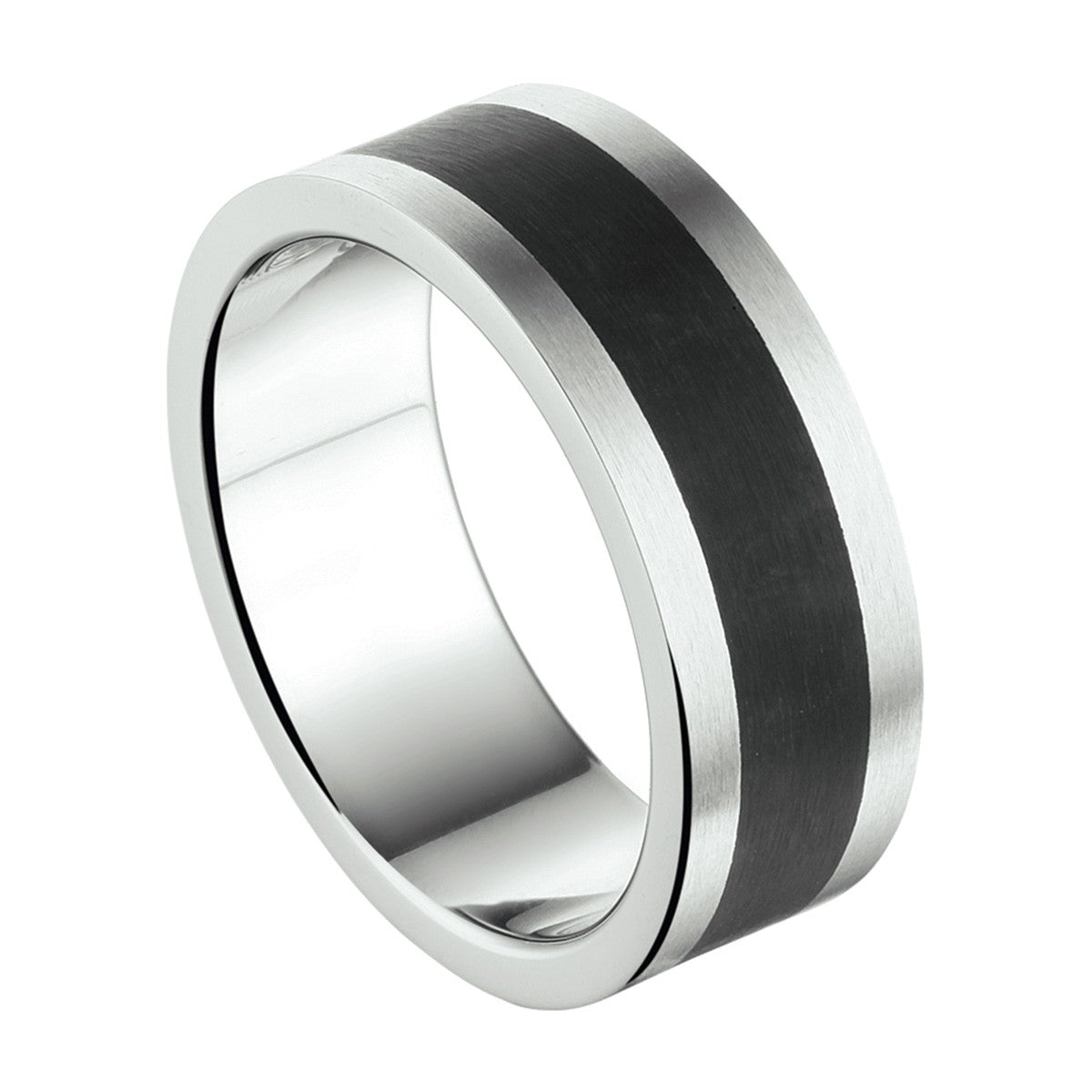 Stalen herenring met carbon inleg 6505540