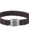 Edelstaal Armband Leer Donkerbruin 6505974