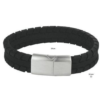 Stalen armband leer zwart 12 mm PSN6505984, exclusief en kwalitatief hoogwaardig. Ontdek nu!