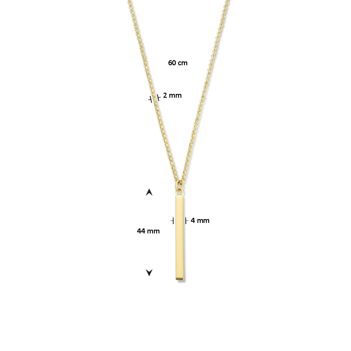 edelstaal collier balkje 60 cm ion plating 6506126 - PansiteNederland.nl