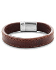 Edelstaal Armband Leer Donkerbruin 12,5 mm 6506129