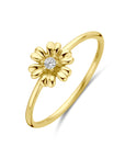 14K Geelgouden ring bloem en zirkonia 4031059