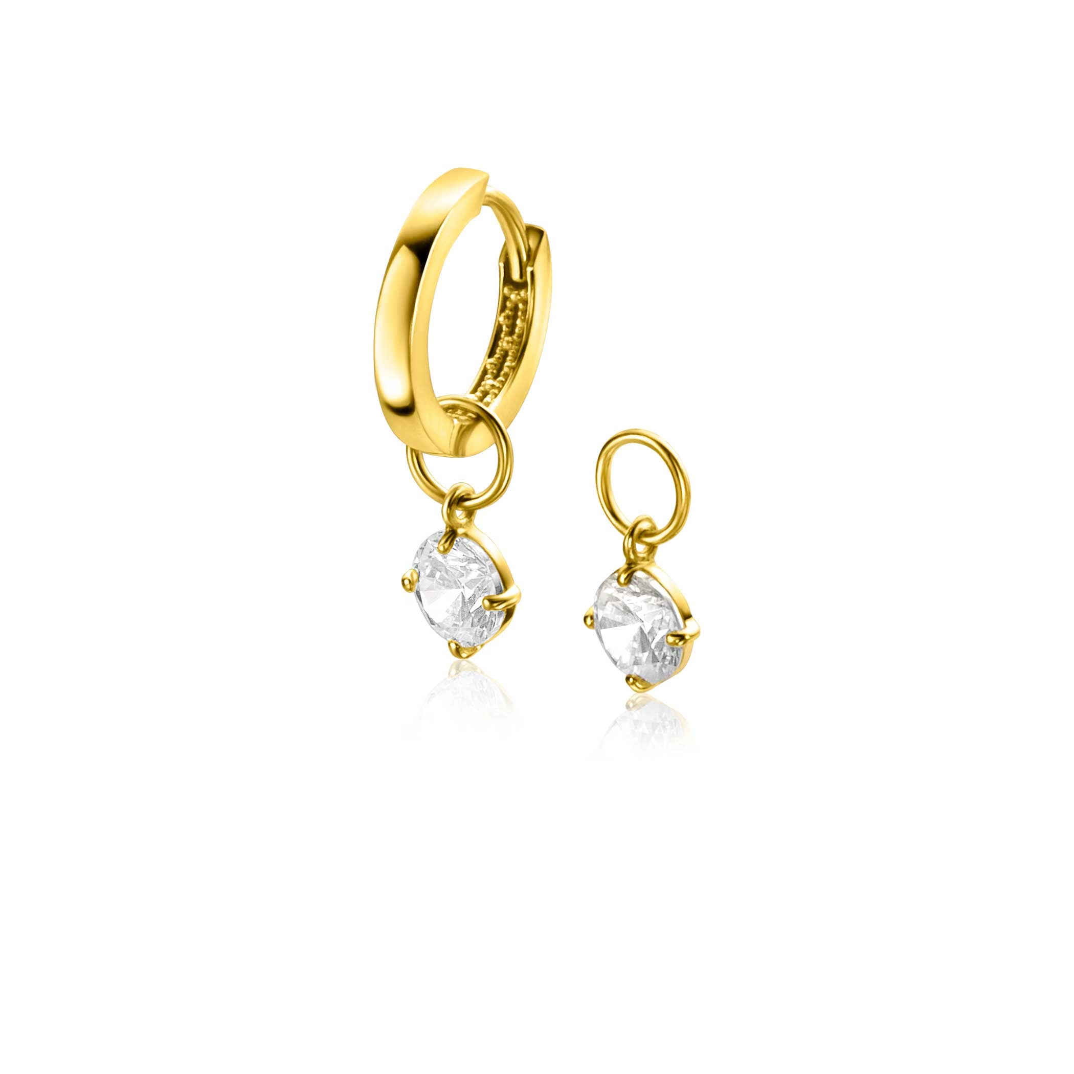 ZINZI 14K Gouden Oorbedels met Witte Zirkonia ZGCH423