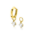 Zinzi Gold 14 krt gouden oorbedels bezet met witte zirkonia 6mm in chatonzetting ZGCH423 (zonder oorringen)