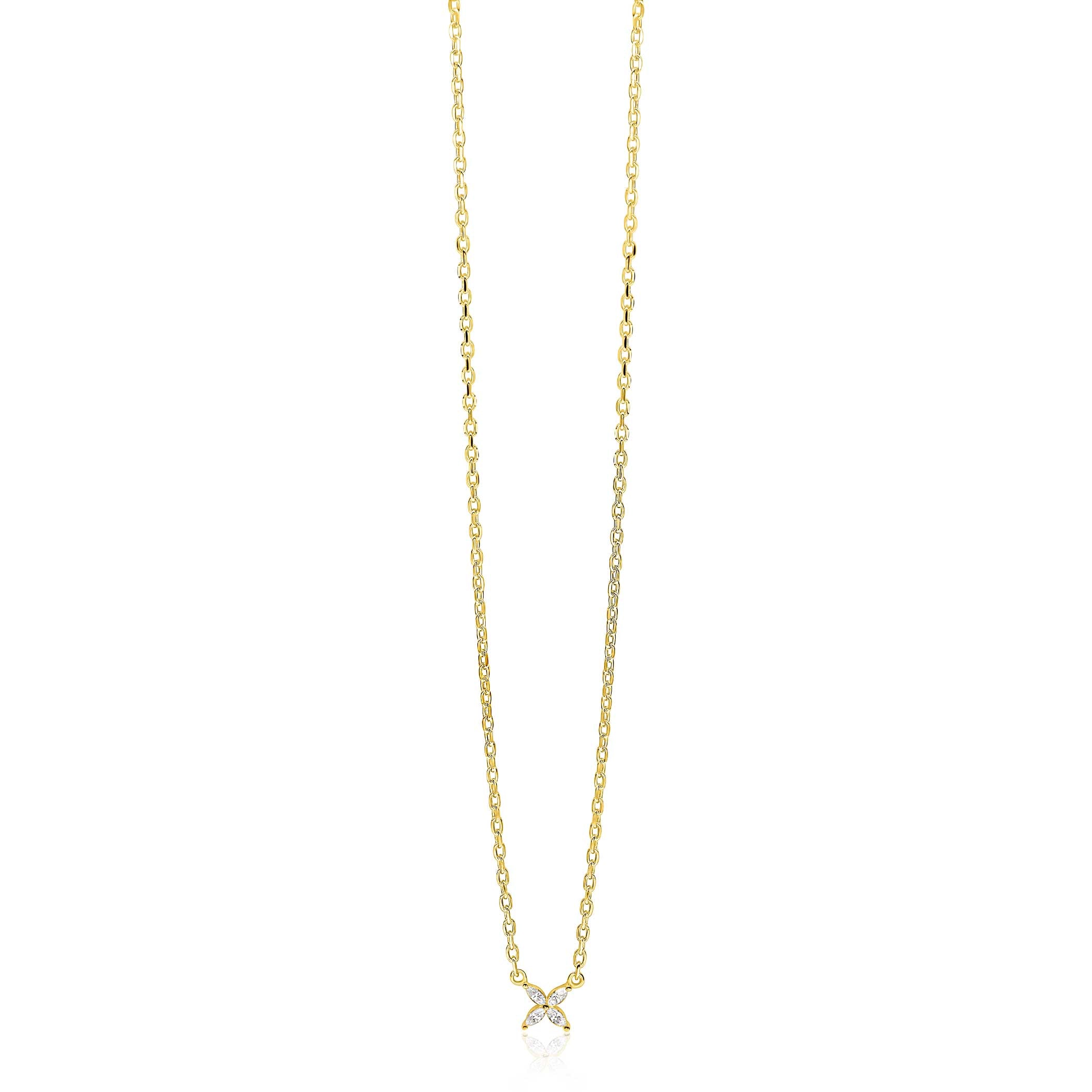 ZINZI Verguld Zilveren Ketting met Witte Zirkonia - ZIC2624