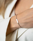 ZINZI zilveren armband met paperclip-schakels en glanzend rechthoekig plaatje om te graveren 16,5-19,5cm ZIA2530