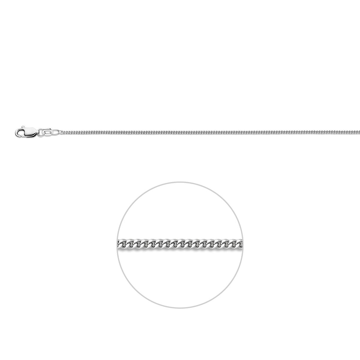 Gourmette 1,4 mm zilver gerhodineerd