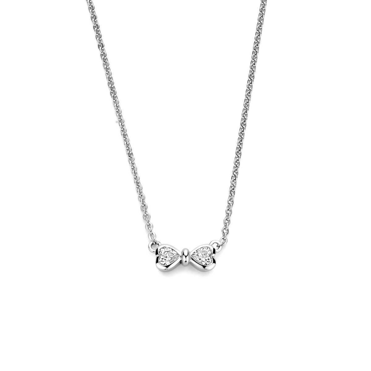 Fantasy Collection Collier strik zirkonia 42 - 45 cm zilver gerhodineerd