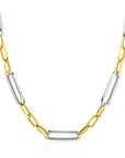 ZINZI Zilveren Bicolor Schakelketting met Ovale Schakels 7mm 45cm ZIC2752