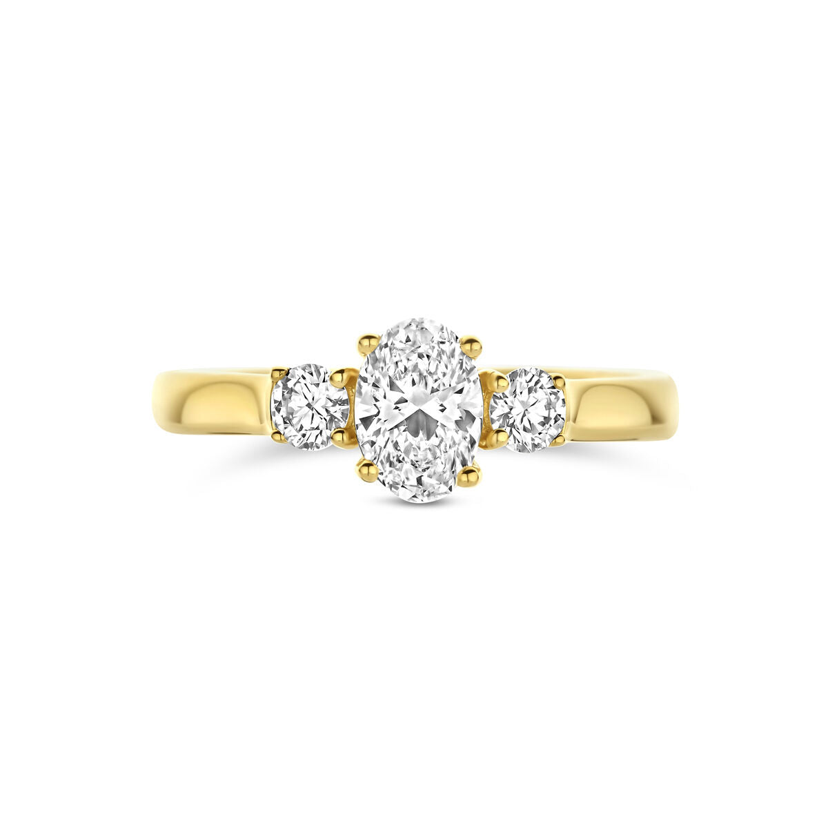 Ring trilogie lab grown diamant 0.99ct f vs 14K geelgoud