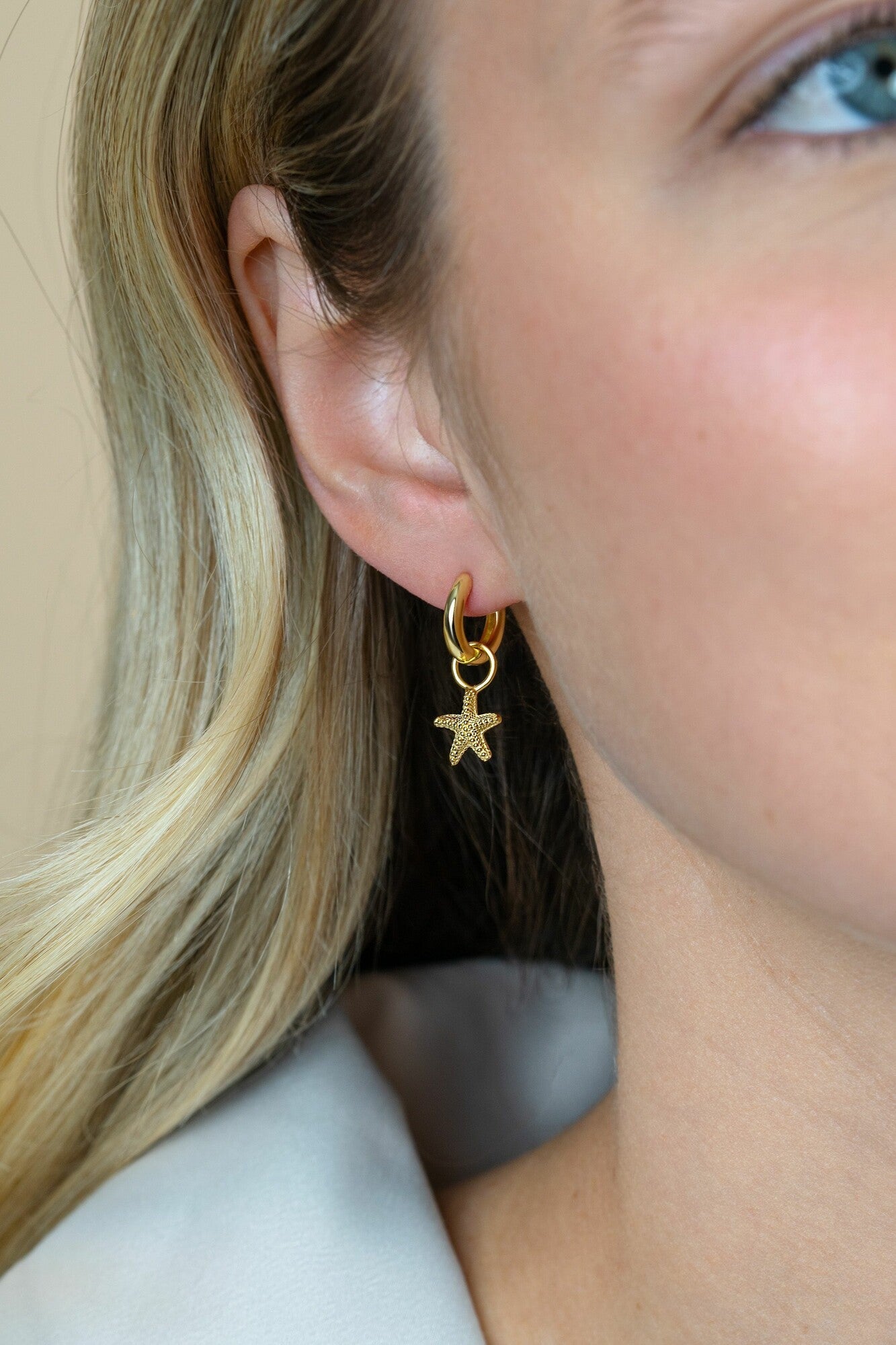 ZINZI gold plated zilveren oorbedels zeester 8mm ZICH2731 (zonder oorringen) - PansiteNederland.nl