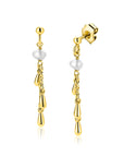 ZINZI gold plated zilveren oorstekers met druppels en witte zoetwaterparels 37mm ZIO2753 - PansiteNederland.nl