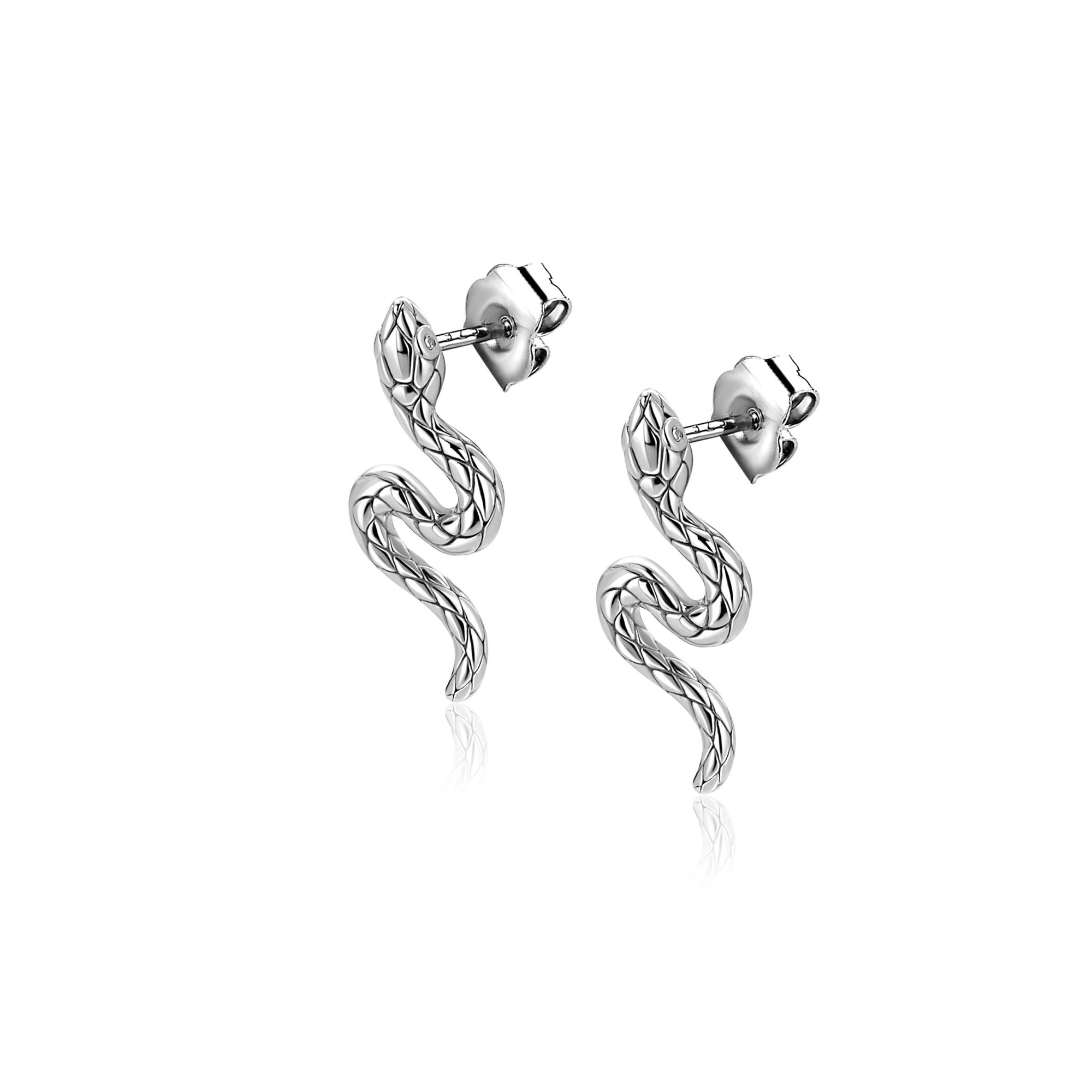 ZINZI zilveren oorstekers slang met zirkonia-ogen 18mm ZIO2721 - PansiteNederland.nl
