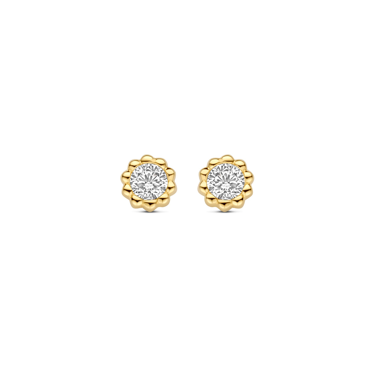 Oorknoppen zirkonia 9K geelgoud 5,5 mm