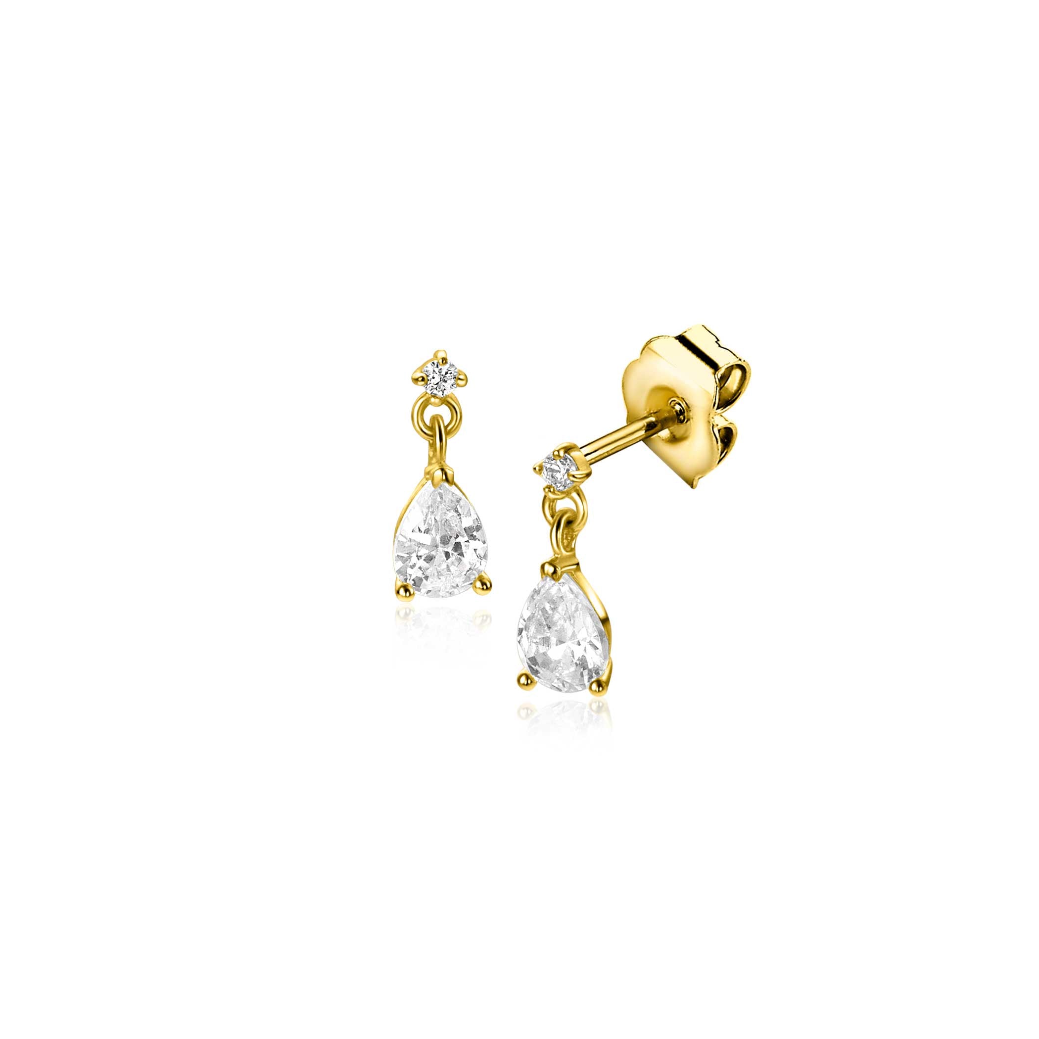 ZINZI 14K Gouden Oorknoppen met Witte Zirkonia ZGO514 oorbellen