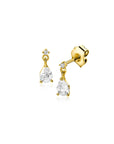 Zinzi Gold 14 krt gouden oorknoppen met een peervormige en ronde witte zirkonia ZGO514