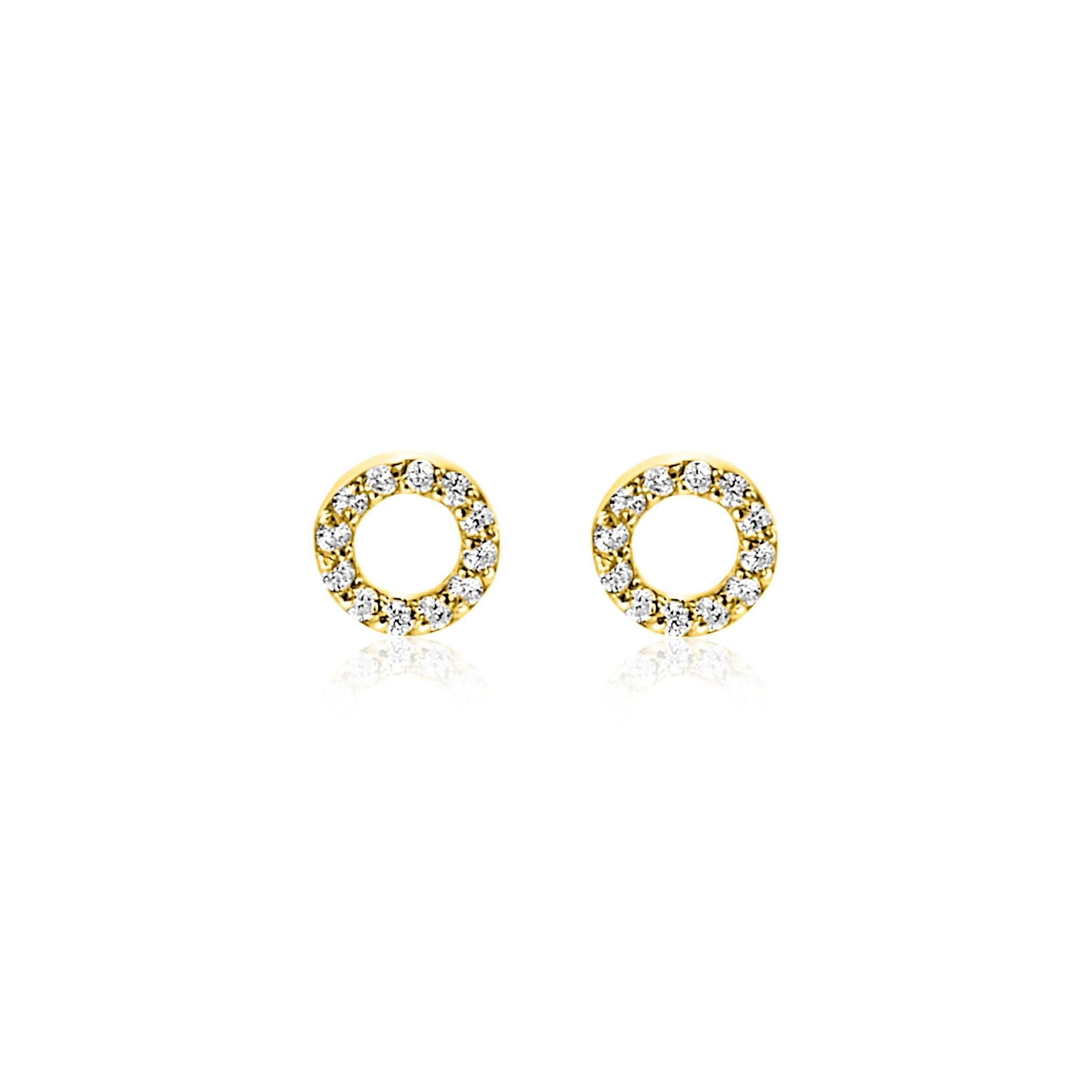 ZINZI 14K Gouden Oorknoppen met Witte Zirkonia ZGO550 oorbellen