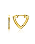 ZINZI gold plated zilveren oorringen driehoeksvorm bezet met witte zirkonia's 14mm ZIO2607 - PansiteNederland.nl