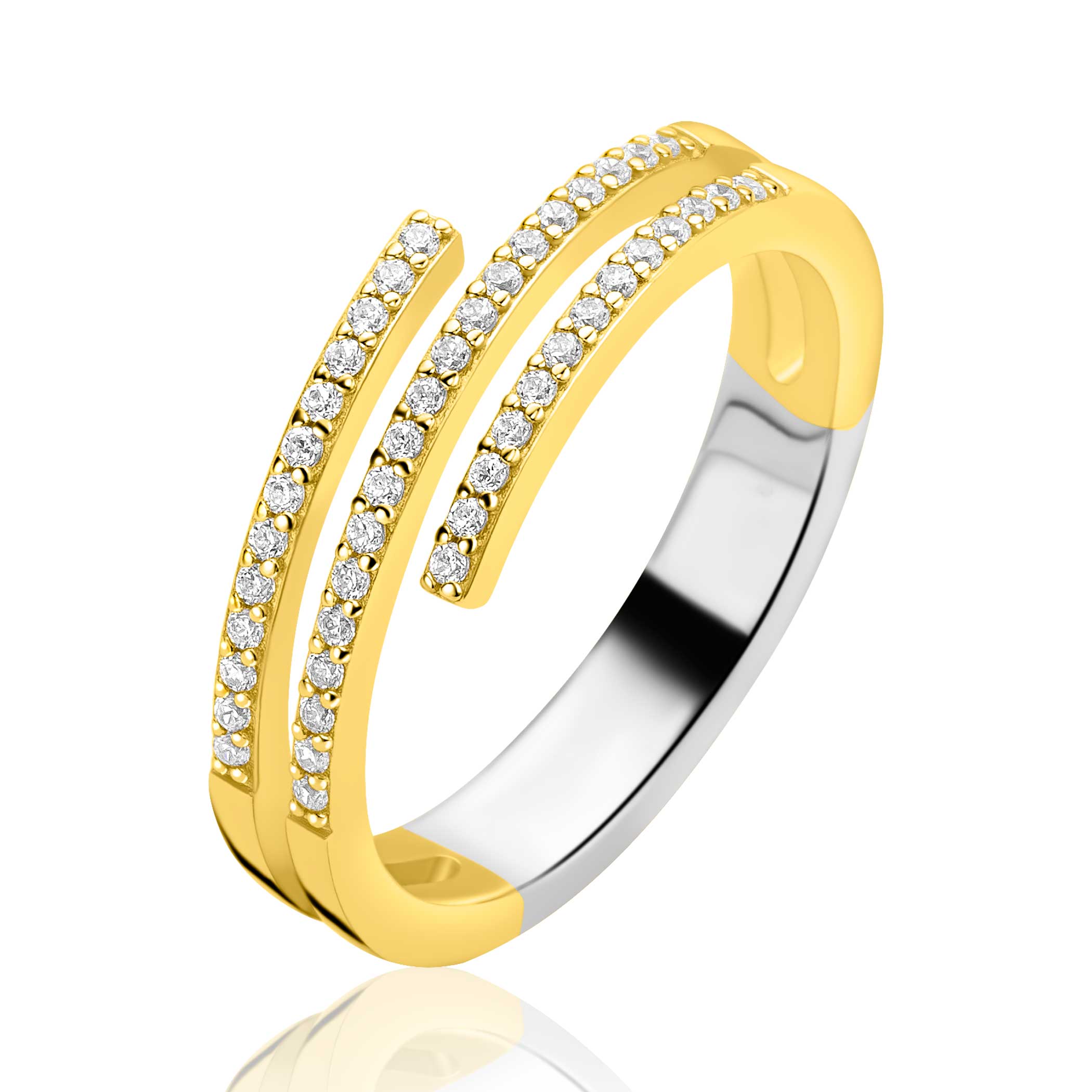 ZINZI Verguld Zilveren Ring met Witte Zirkonia - ZIR2727Y