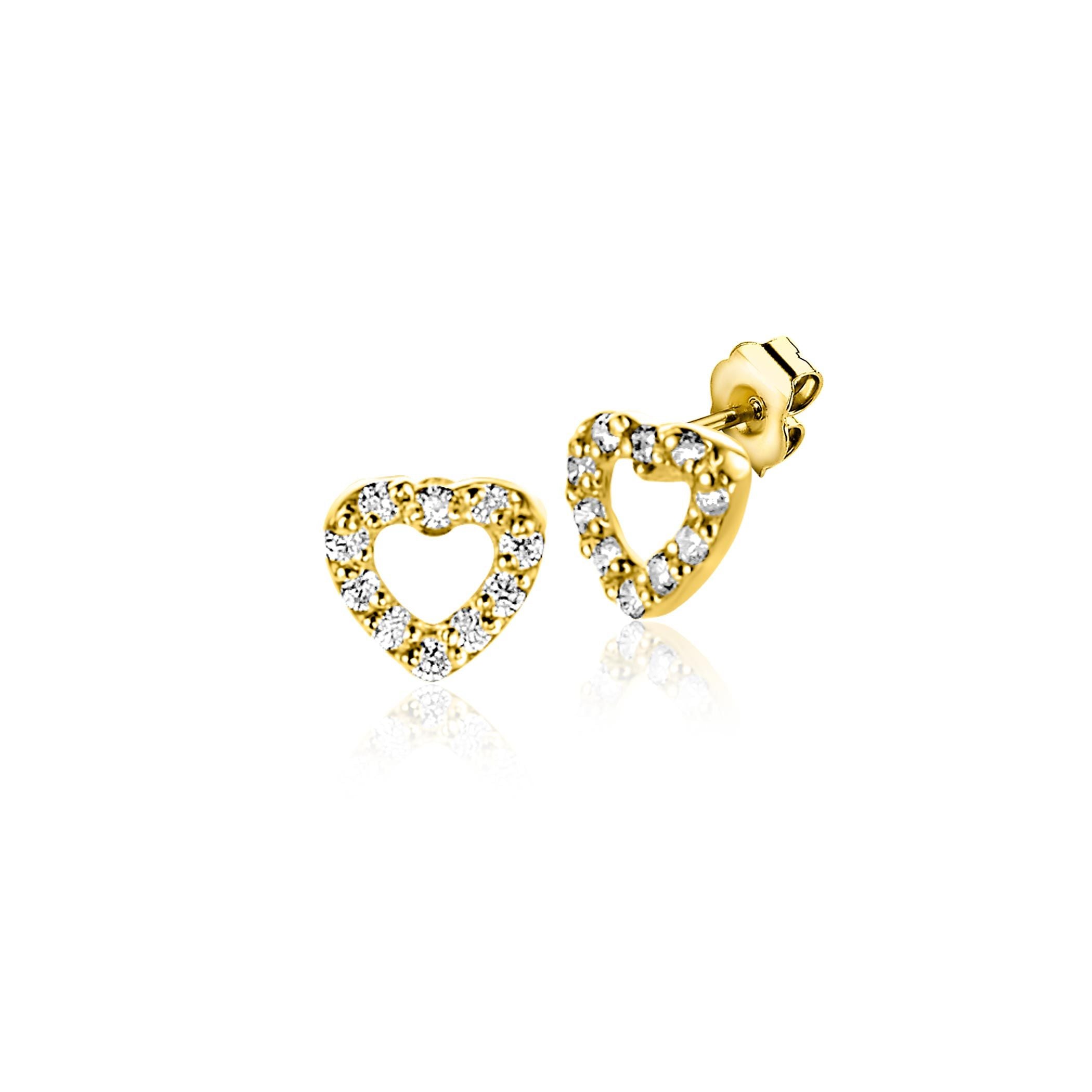 ZINZI 14K Gouden Oorknoppen met Witte Zirkonia ZGO551 oorbellen