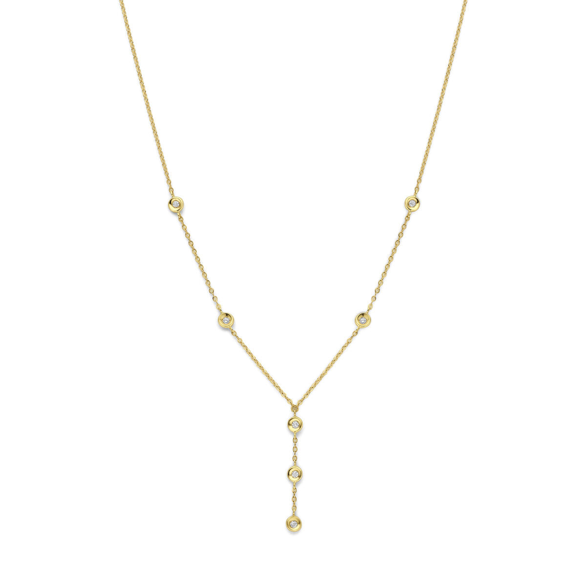 Y-collier diamant 0.21ct h si 14K geelgoud 40 + 2 + 2 cm