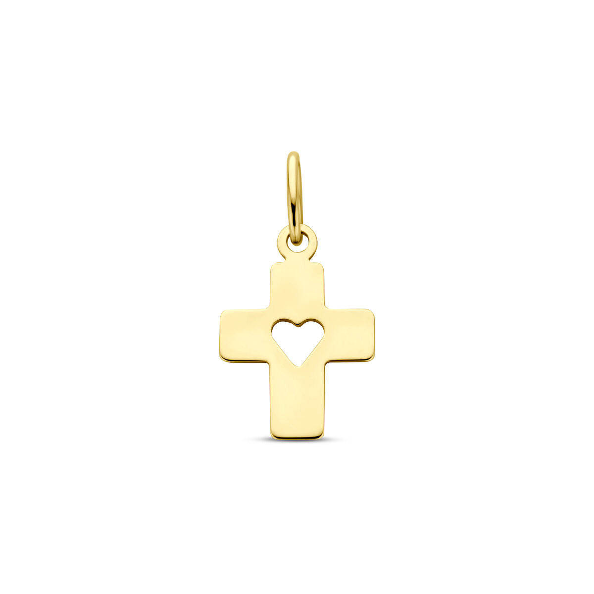 14K geelgouden hanger kruis en hartje 18 mm - 4034255 - PansiteNederland.nl