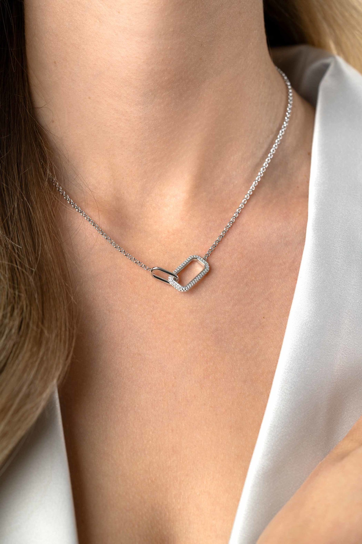 ZINZI Zilveren Ketting met Witte Zirkonia ZIC2551