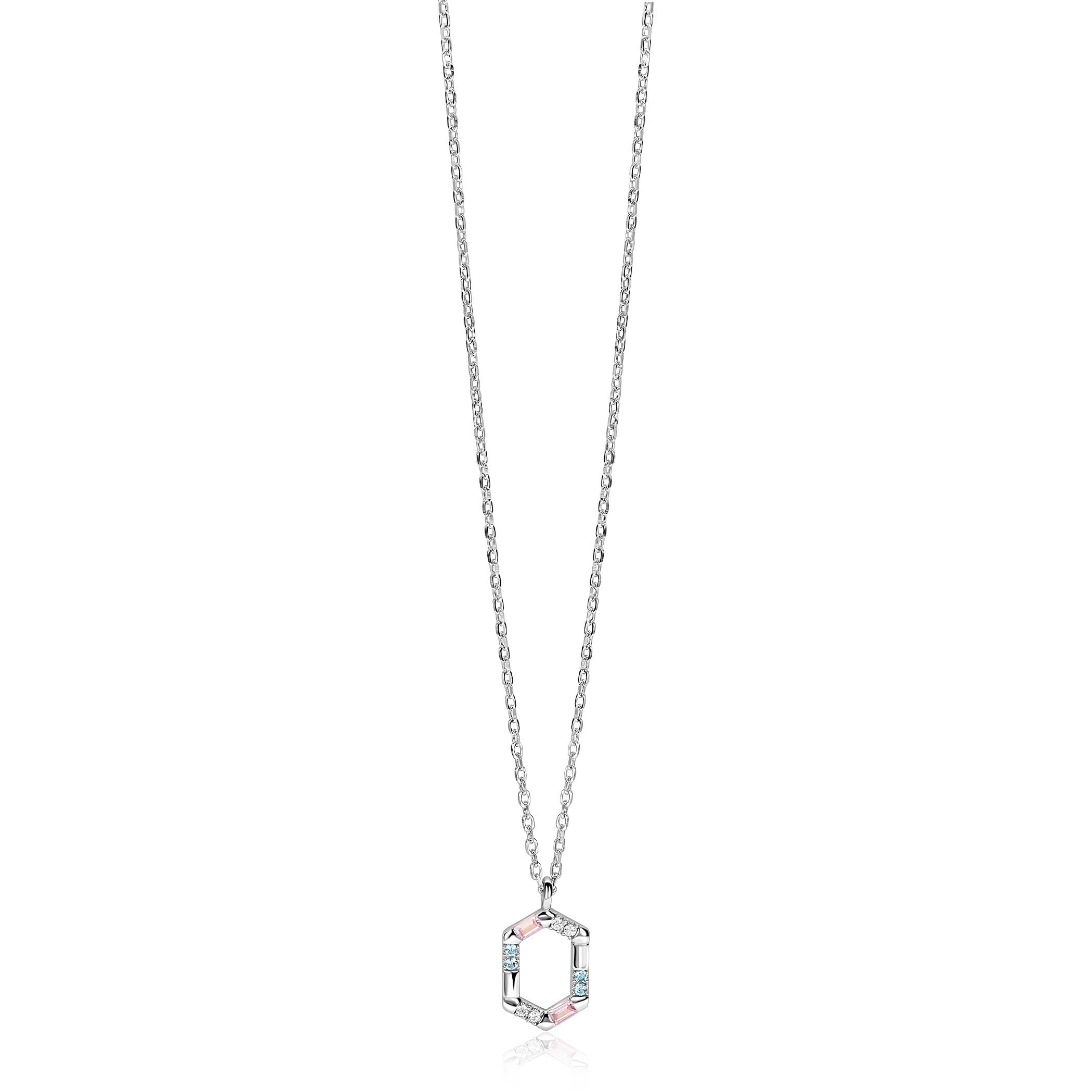 ZINZI Zilveren Ketting met Roze Kleursteen - ZIC2868