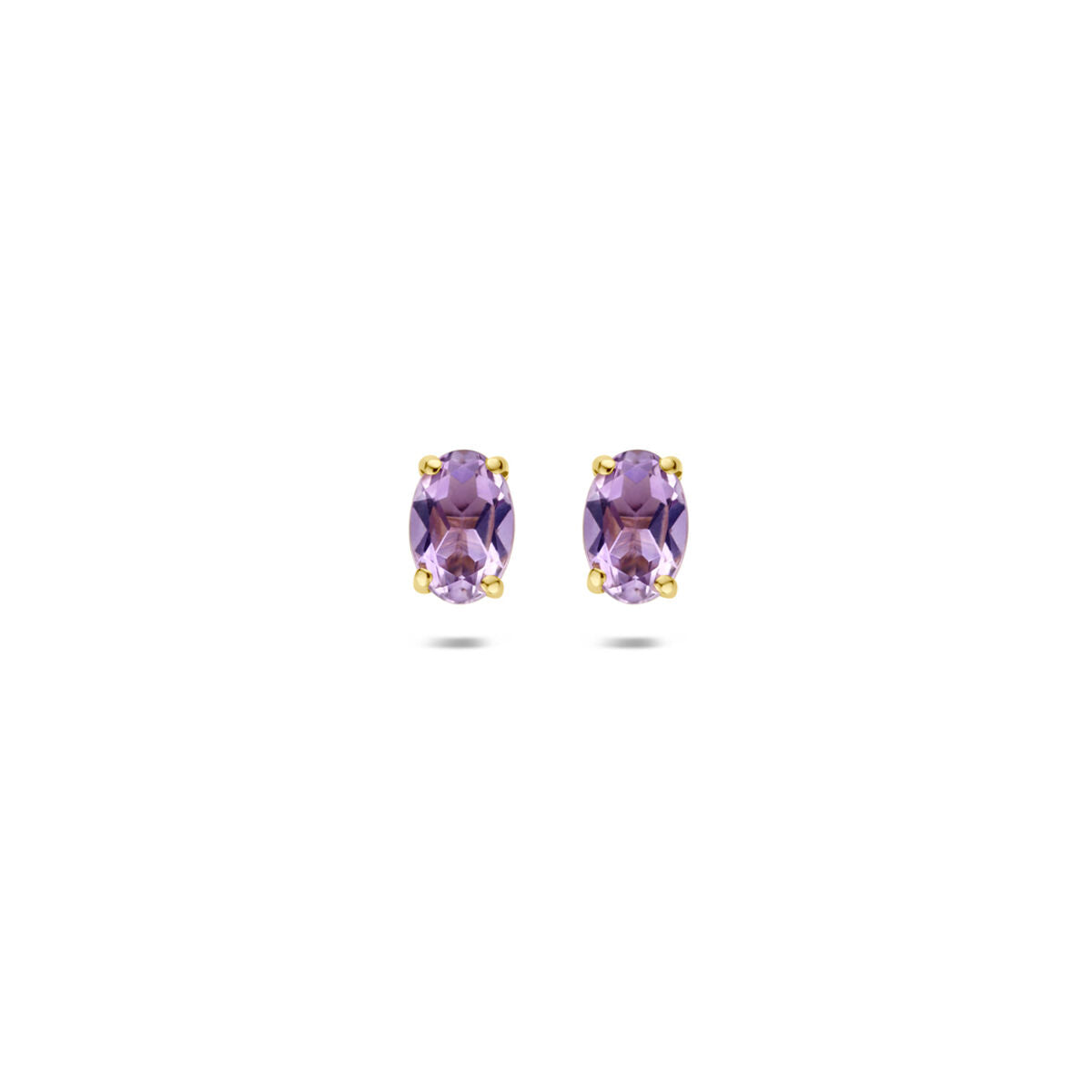 Oorknoppen amethist 9K geelgoud 6 mm