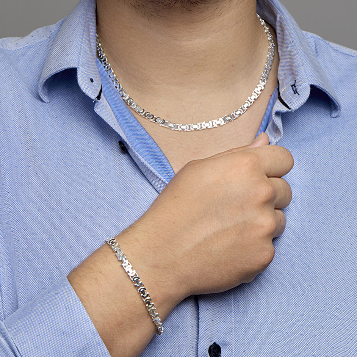 Armband konings plat 6,5 mm zilver gerhodineerd