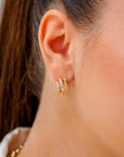 ZINZI gold plated zilveren multi-look oorringen met 3 rijen, bezet met witte zirkonia's 9mm breed met luxe klapsluiting 16mm ZIO2645Y - PansiteNederland.nl