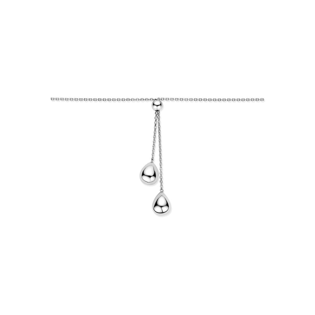 Fantasy Collection Y-collier bolletjes 70 cm zilver gerhodineerd
