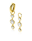 ZINZI gold plated zilveren oorbedels met 3 bungelende witte ronde zirconia's ZICH2593Y - 24 mm (zonder oorringen) - PansiteNederland.nl