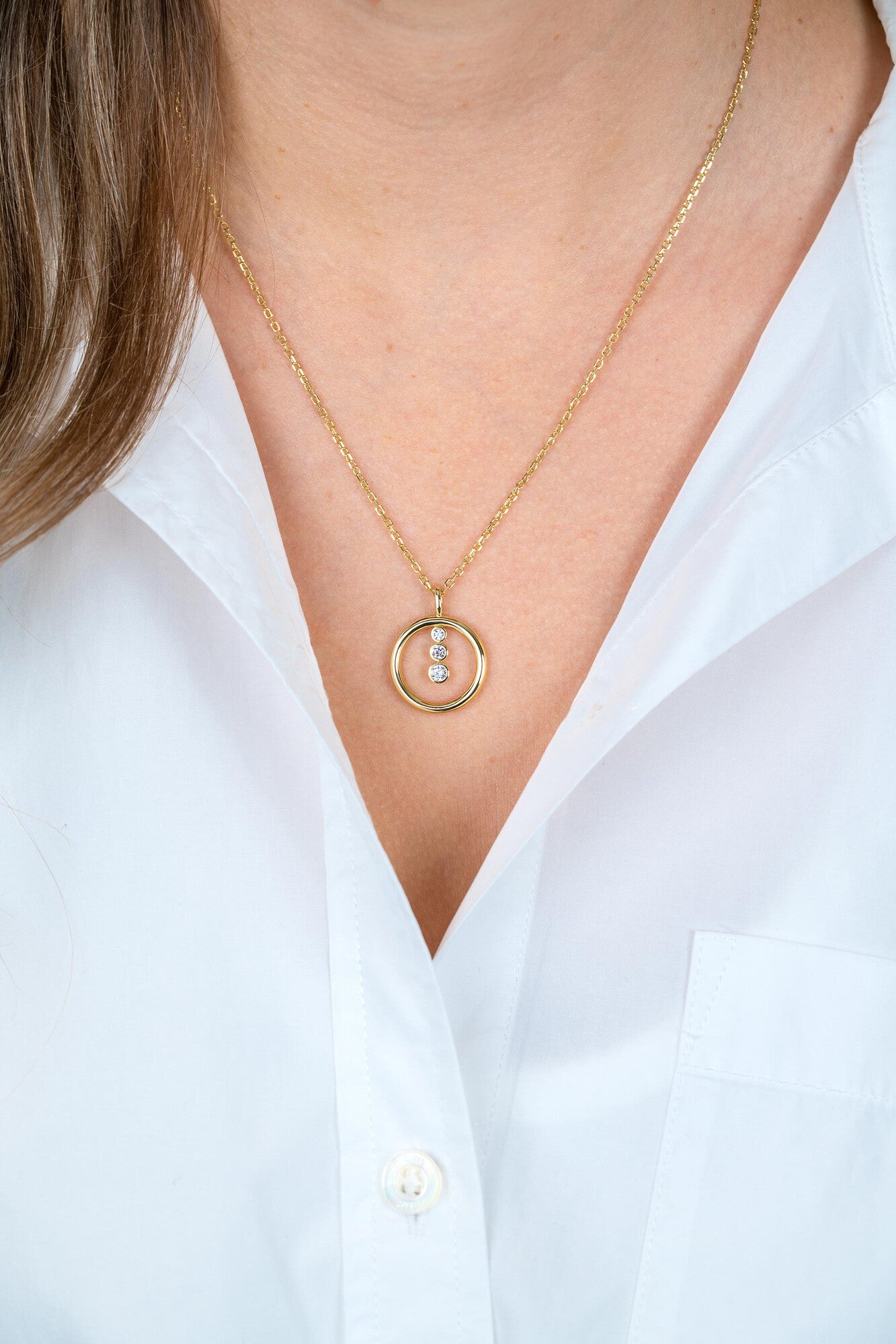 ZINZI Verguld Zilveren Ketting met Witte Zirkonia ZIC2820Y