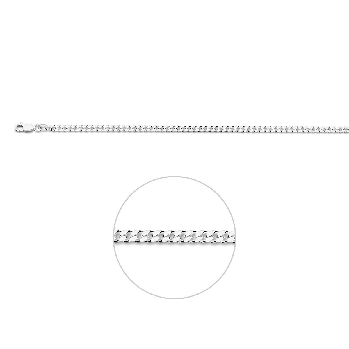 Fantasy Collection Gourmette 4 zijdes geslepen 2,8 mm zilver wit