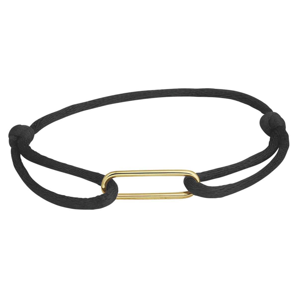 Fantasy Collection Armband satijn zwart 13 - 26 cm 14K goud met rubber/nylon/leer