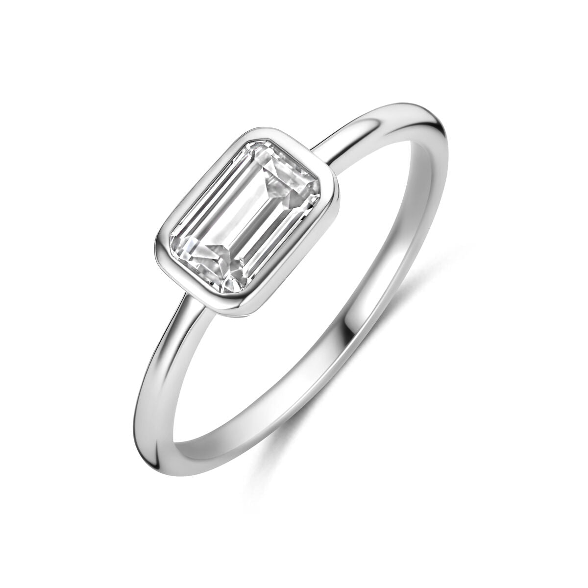 Ring zirkonia zilver gerhodineerd emerald