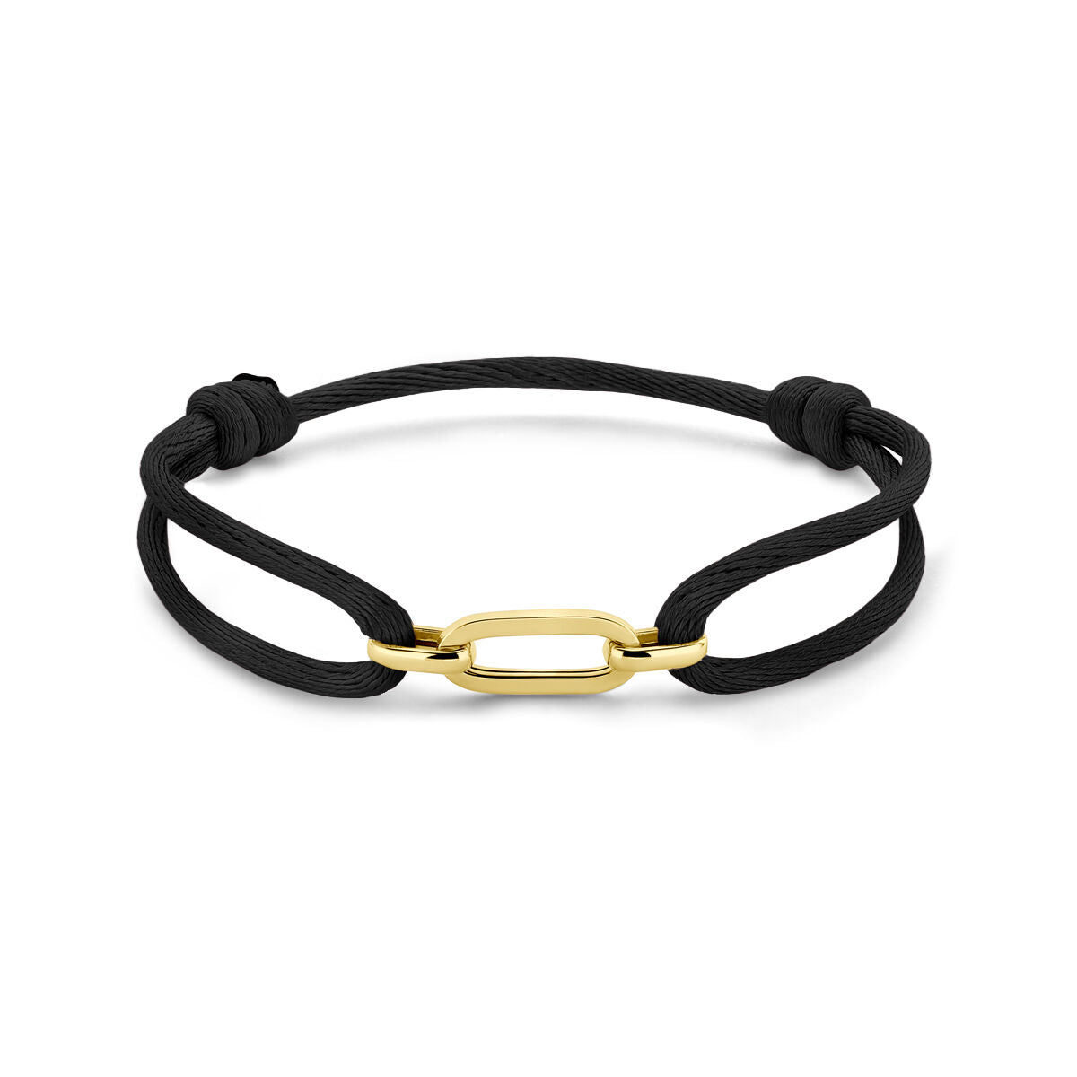 Fantasy Collection Armband satijn zwart 13 - 26 cm 14K goud met rubber/nylon/leer