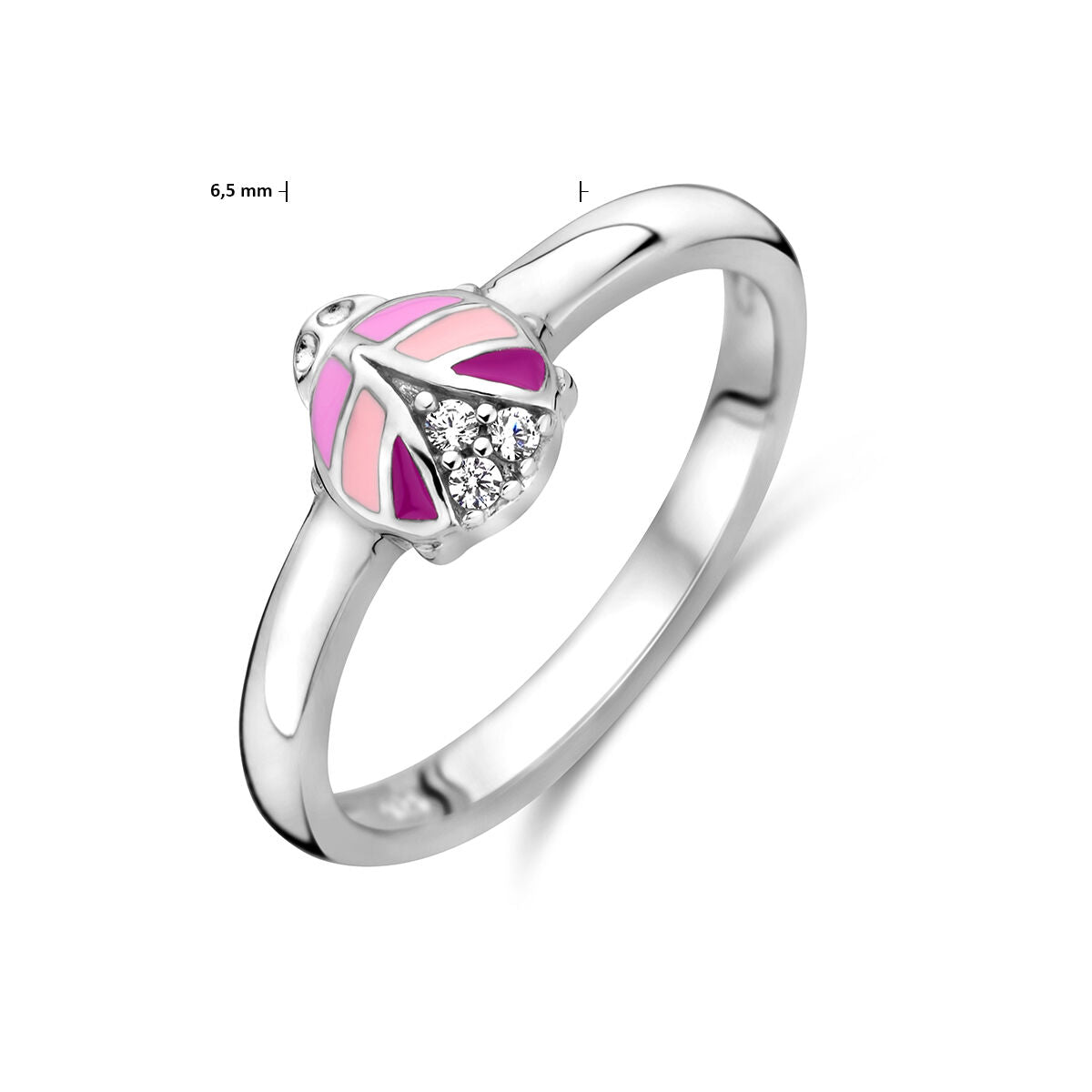 Ring lieveheersbeestje zirkonia emaille zilver