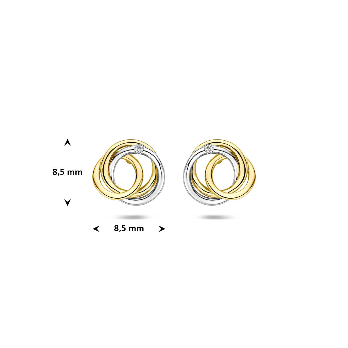 Fantasy Collection Oorbellen diamant 0.02ct (2x0.01ct) h si 8,5 mm 14K bicolor goud