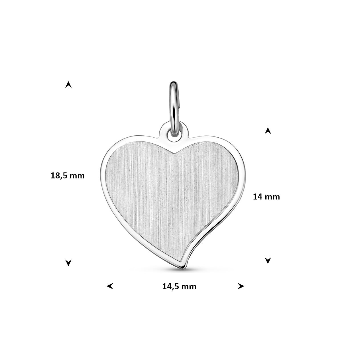 Graveerhanger hart poli/mat zilver gerhodineerd 14 mm