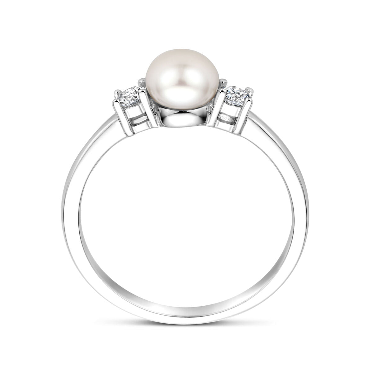 Ring parel en zirkonia zilver gerhodineerd
