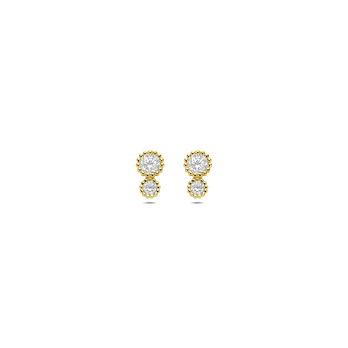 14K geelgouden oorknoppen zirkonia 6,5 mm - 4034652