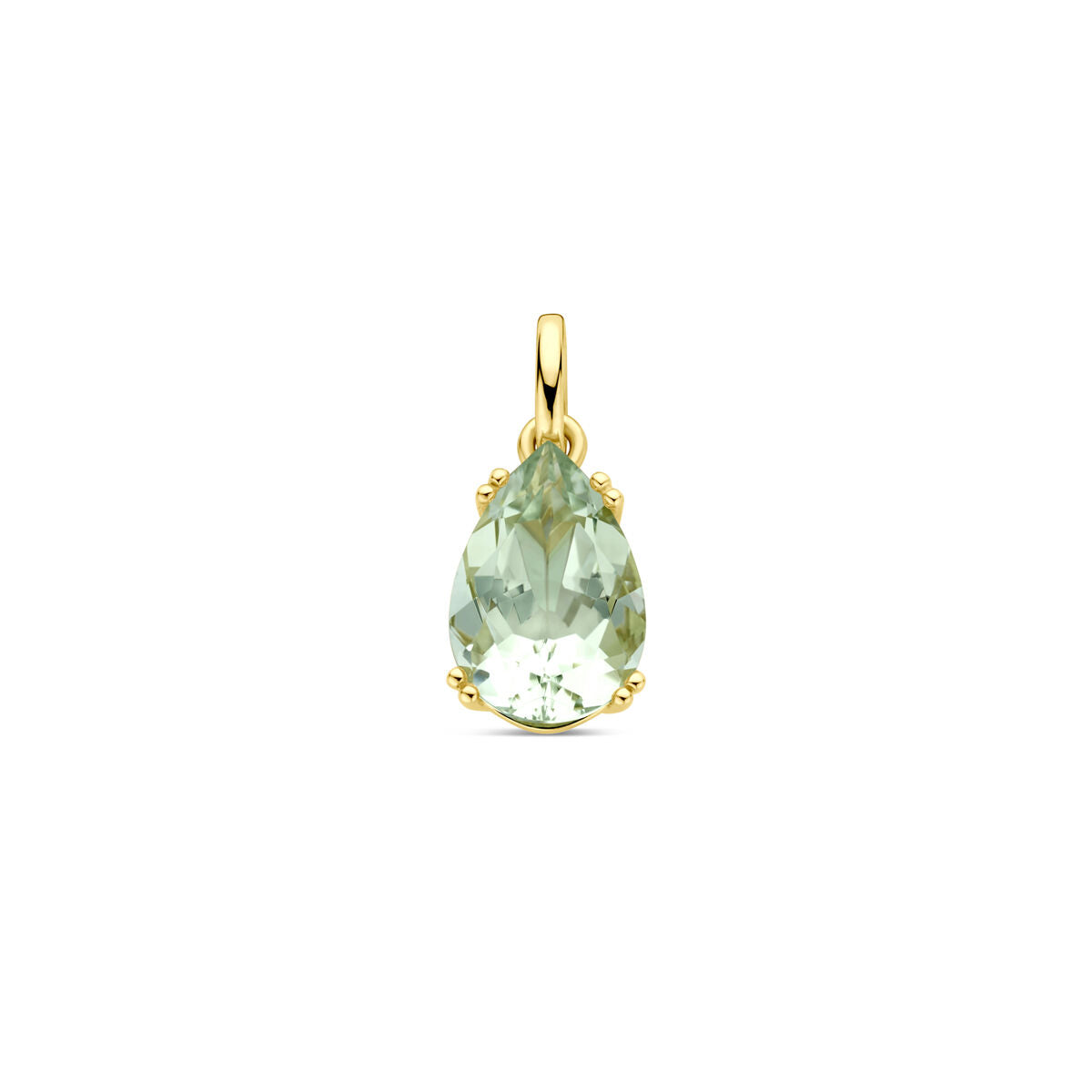 14K geelgouden hanger groen amethist 18 mm - 4033637 - PansiteNederland.nl
